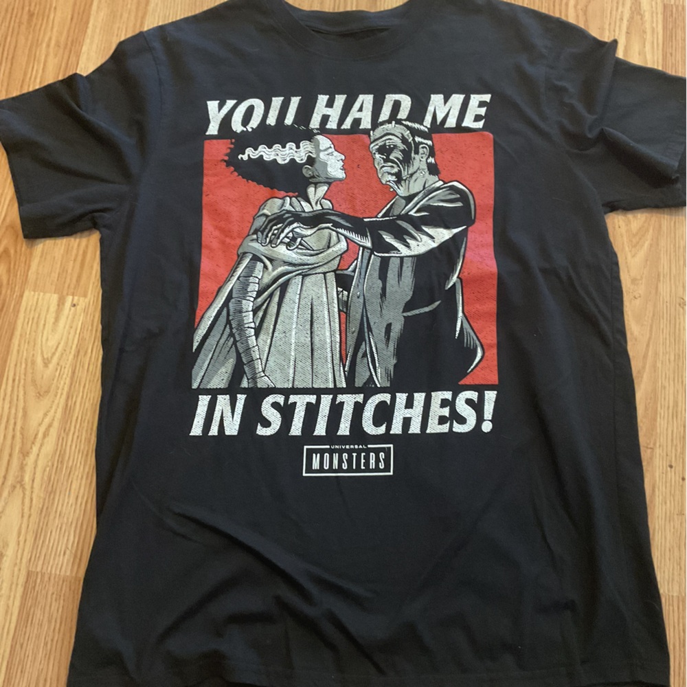 Monsters FRANKINSTEIN & BRIDE Mens VALENTINE Tee (YOU HAD ME IN STITCHES)XL
